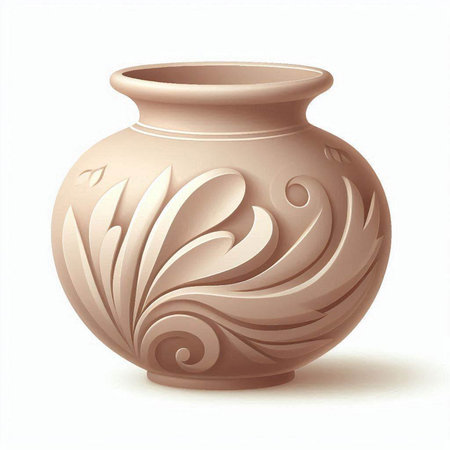 Clay vase isolated on white background. 3D rendering.のイラスト素材