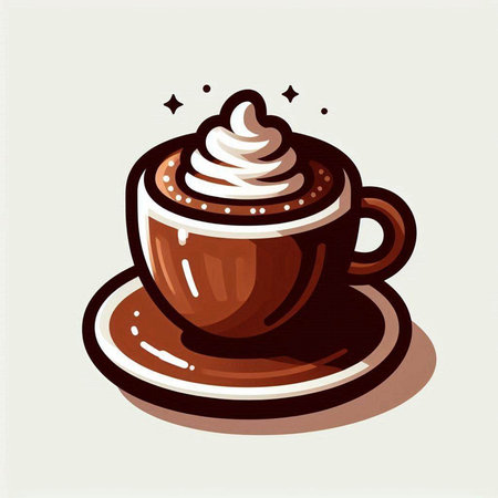 Coffee cup with whipped cream on top. Vector illustration.のイラスト素材