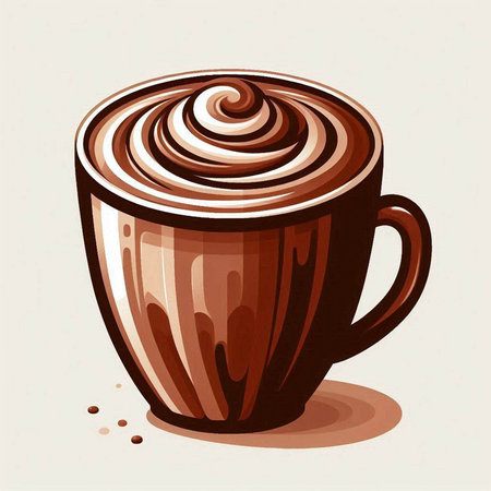 Coffee cup with whipped cream. Vector illustration of a cup of coffeeのイラスト素材