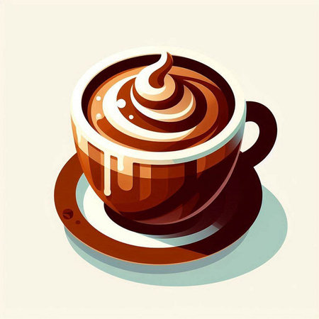 Cup of cappuccino with whipped cream. Vector illustrationのイラスト素材