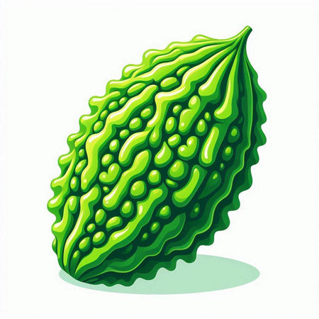 Bitter melon isolated on a white background. Vector illustration.のイラスト素材