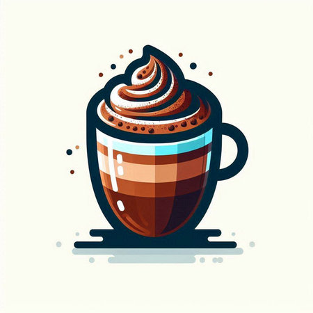 Coffee cup with whipped cream. Vector illustration in flat style.のイラスト素材
