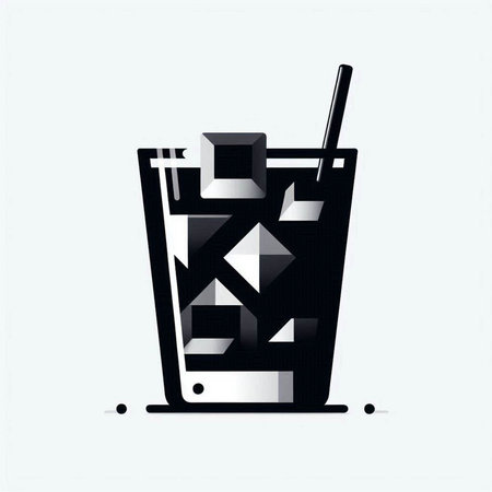 Cocktail icon. Vector illustration. Black and white colors.のイラスト素材