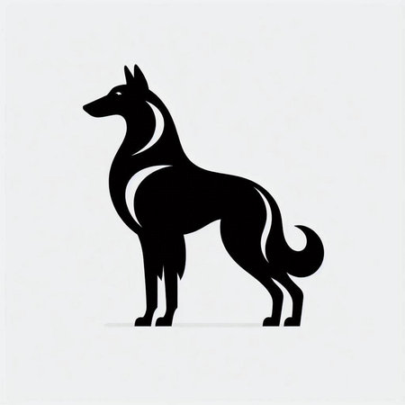 Vector image of a silhouette of a dog on a white background.のイラスト素材