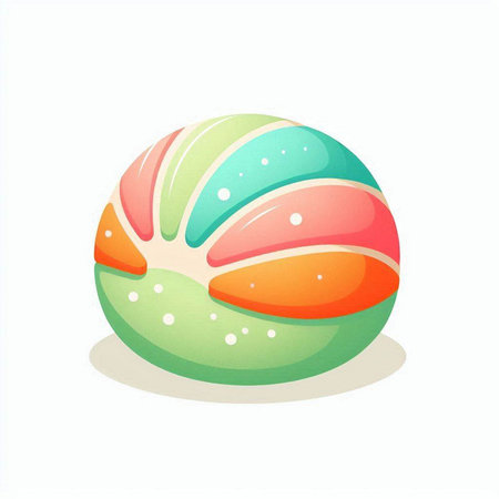 Colorful ball on a white background. Vector illustration in cartoon style.のイラスト素材