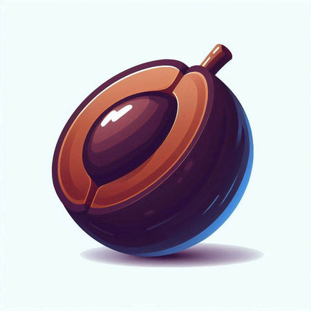 Illustration of a ripe plum on a light background, vector illustrationのイラスト素材