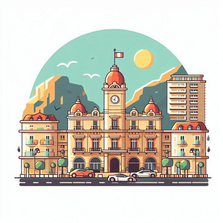 Cityscape of Budapest. Hungary. Vector illustration in flat style.のイラスト素材