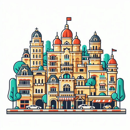Copenhagen, Denmark. City landscape. Vector illustration.のイラスト素材