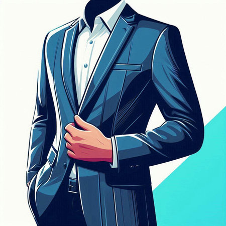 Vector illustration of a man in a suit on a white background.のイラスト素材