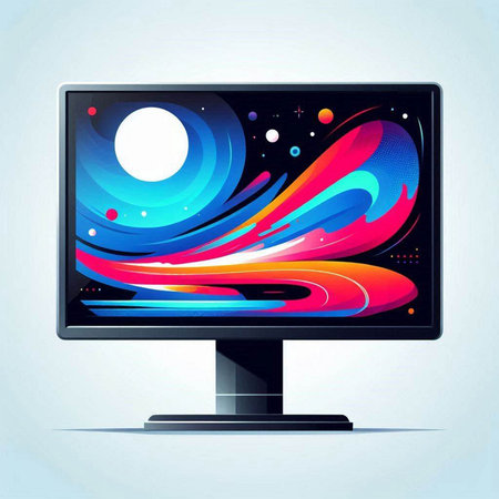 Computer monitor with abstract colorful background. Vector illustration. Eps 10.のイラスト素材