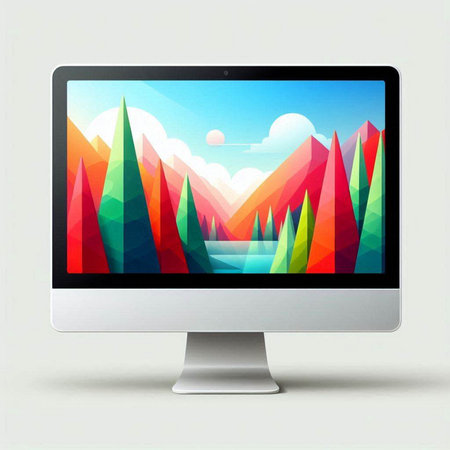 Modern computer monitor with colorful abstract background. Vector illustration. Eps 10のイラスト素材