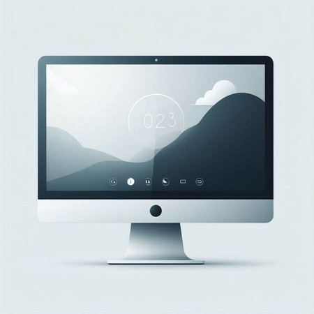 Modern computer monitor isolated on grey background. Vector illustration. Eps 10.のイラスト素材