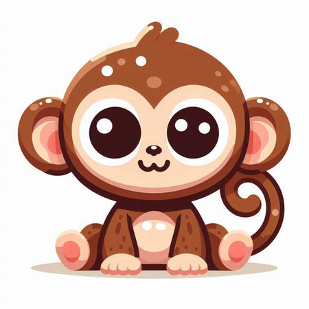 Cute cartoon monkey. Vector illustration isolated on a white background.のイラスト素材