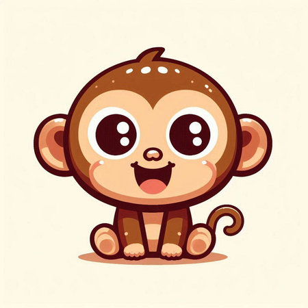 Cute cartoon monkey. Vector illustration. Isolated on white background.のイラスト素材