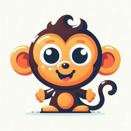 Cute cartoon monkey. Vector illustration isolated on a light background.のイラスト素材
