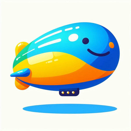 Vector illustration of a cute cartoon airship on a white background.のイラスト素材