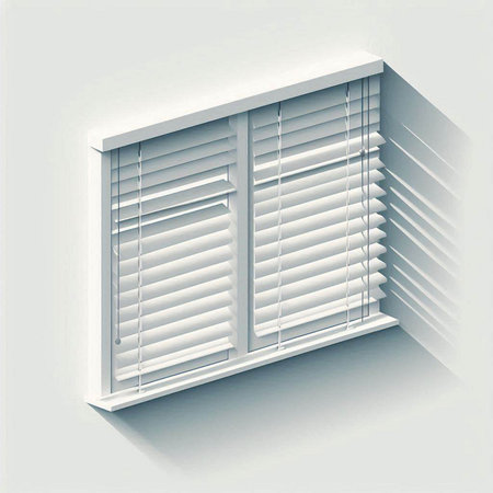 Illustration of a closed window with blinds on a white backgroundのイラスト素材