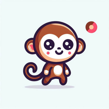 Cute cartoon monkey with balls. Vector illustration isolated on white background.のイラスト素材