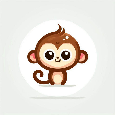 Cute cartoon monkey. Vector illustration. Cute animal character.のイラスト素材