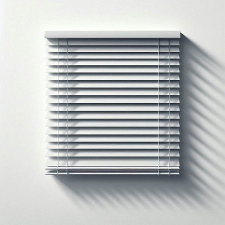 Blinds on a white wall. 3d rendering. Computer digital drawing.のイラスト素材