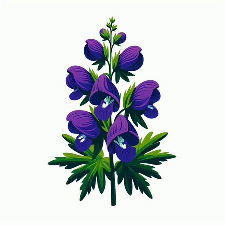purple lupine flowers isolated on white background. vector illustrationのイラスト素材