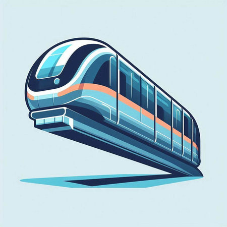 modern high-speed train on a blue background. Vector illustration.のイラスト素材