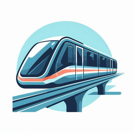 High-speed train on the road. Vector illustration in flat styleのイラスト素材