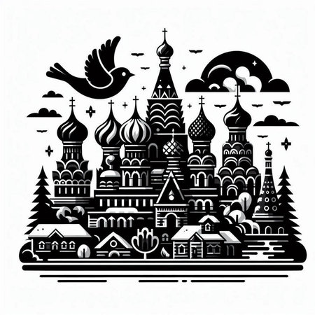 Church of the Intercession of the Blessed Virgin Mary, Russia. Vector illustrationのイラスト素材