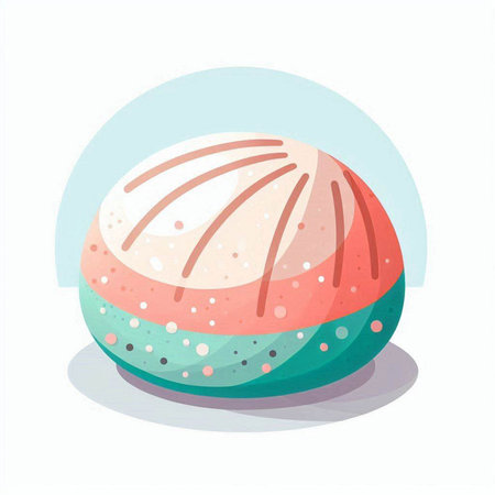 Cartoon vector illustration of multicolored sweet cake. Sweet dessert.のイラスト素材