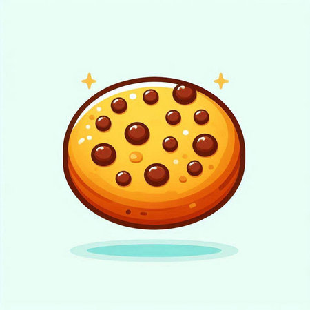 Illustration of a cookie with chocolate on a light blue background.のイラスト素材