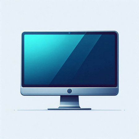 Realistic computer monitor isolated on white background. 3D illustration.のイラスト素材