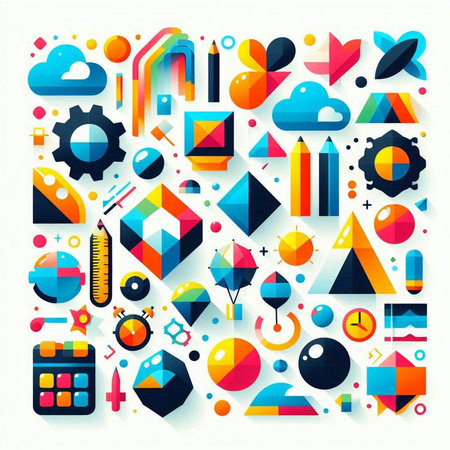 Abstract geometric background with colorful shapes and elements. Eps10 vector illustration.のイラスト素材