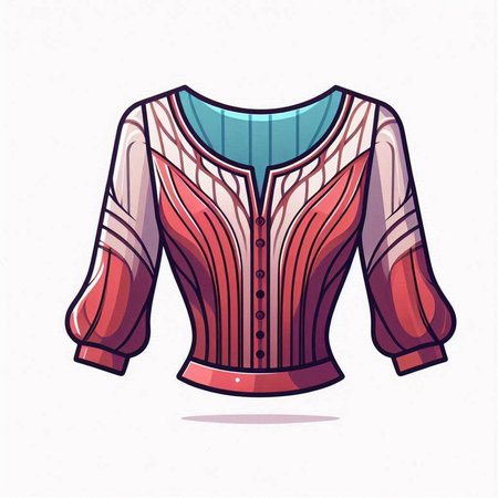 Illustration of a women's blouse with a long sleeve.のイラスト素材