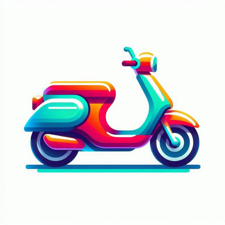 Colorful scooter icon. Vector illustration. Isolated on white background.のイラスト素材