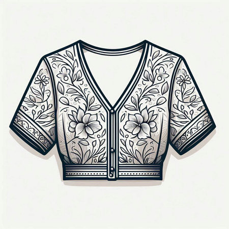 Vintage blouse with floral pattern. Vector illustration. EPS 10のイラスト素材