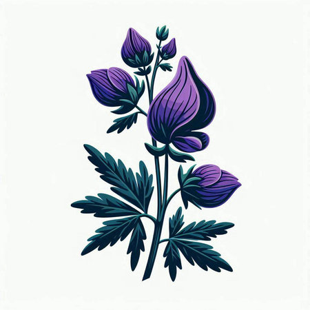 Illustration of a purple lupine flower on a white backgroundのイラスト素材