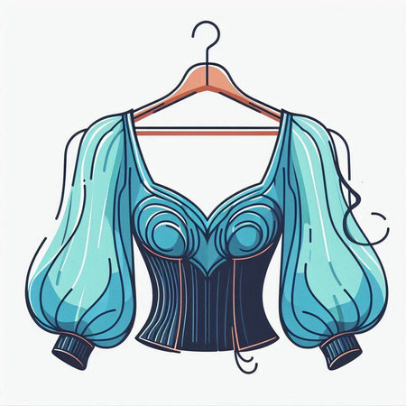 Women's blouse on a hanger. Vector illustration in sketch style.のイラスト素材