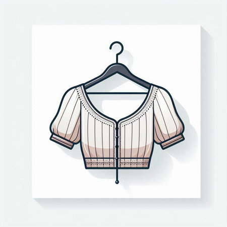 Women's blouse on a hanger. Hand drawn illustration.のイラスト素材
