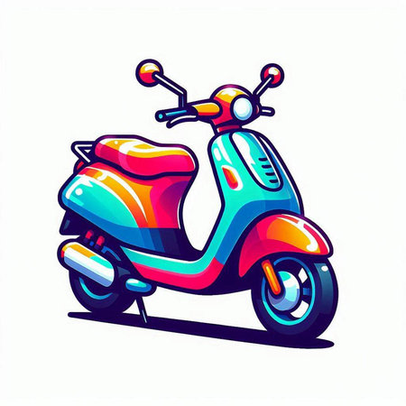 Colorful scooter isolated on a white background. Vector illustration.のイラスト素材