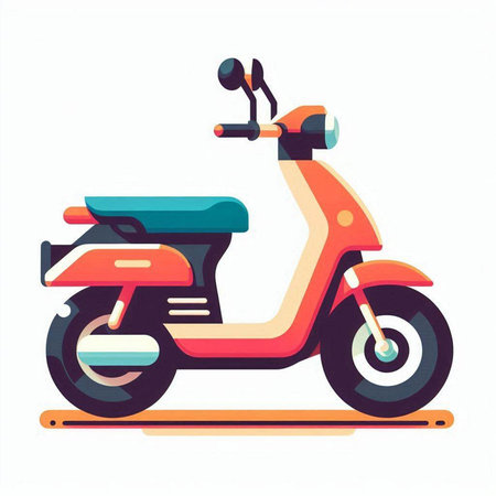 Modern scooter on white background. Vector illustration in flat style.のイラスト素材