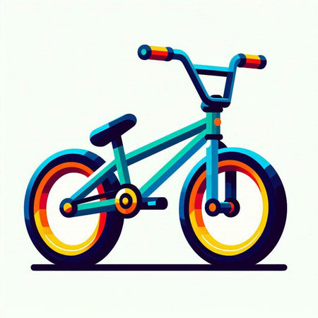 Bicycle colorful icon on white background, vector illustration. Flat style.のイラスト素材