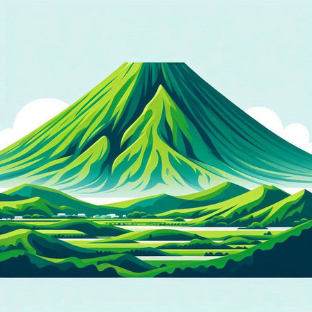 Mountains and lake, vector illustration, eps10, no transparencyのイラスト素材