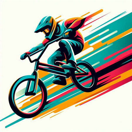 Bike rider with helmet, extreme sport vector illustration, eps10のイラスト素材