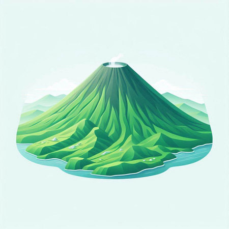Mountain landscape. Vector illustration of a mountain with green grass.のイラスト素材