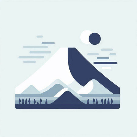 Mountain landscape in flat design style. Vector illustration. Eps 10のイラスト素材