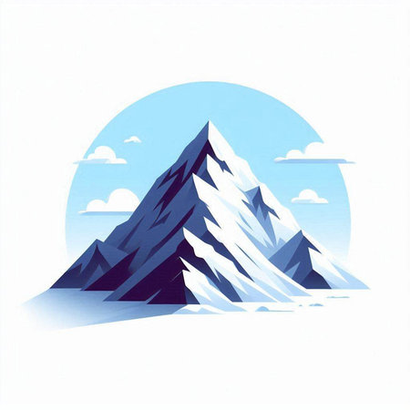 Mountains and clouds on a white background. A vector illustration.のイラスト素材