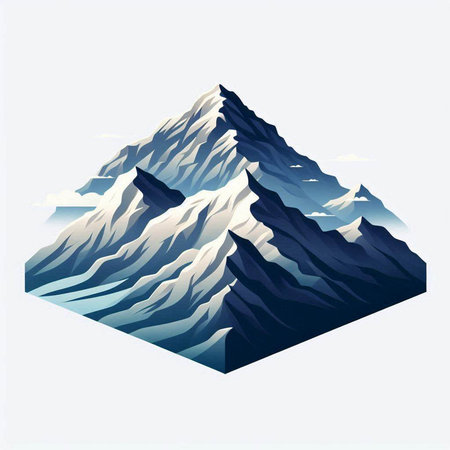 Mountains in the form of a cube. 3D vector illustration.のイラスト素材