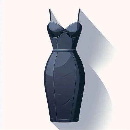 Women's evening dress. Vector illustration of a black evening dress.のイラスト素材