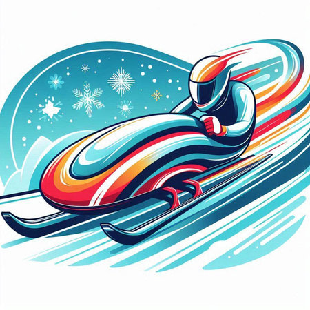 snowmobile on the background of snowflakes, vector illustrationのイラスト素材