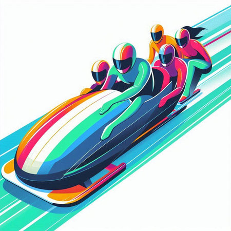 Bobsledding, extreme winter sport, vector illustration, eps 10のイラスト素材